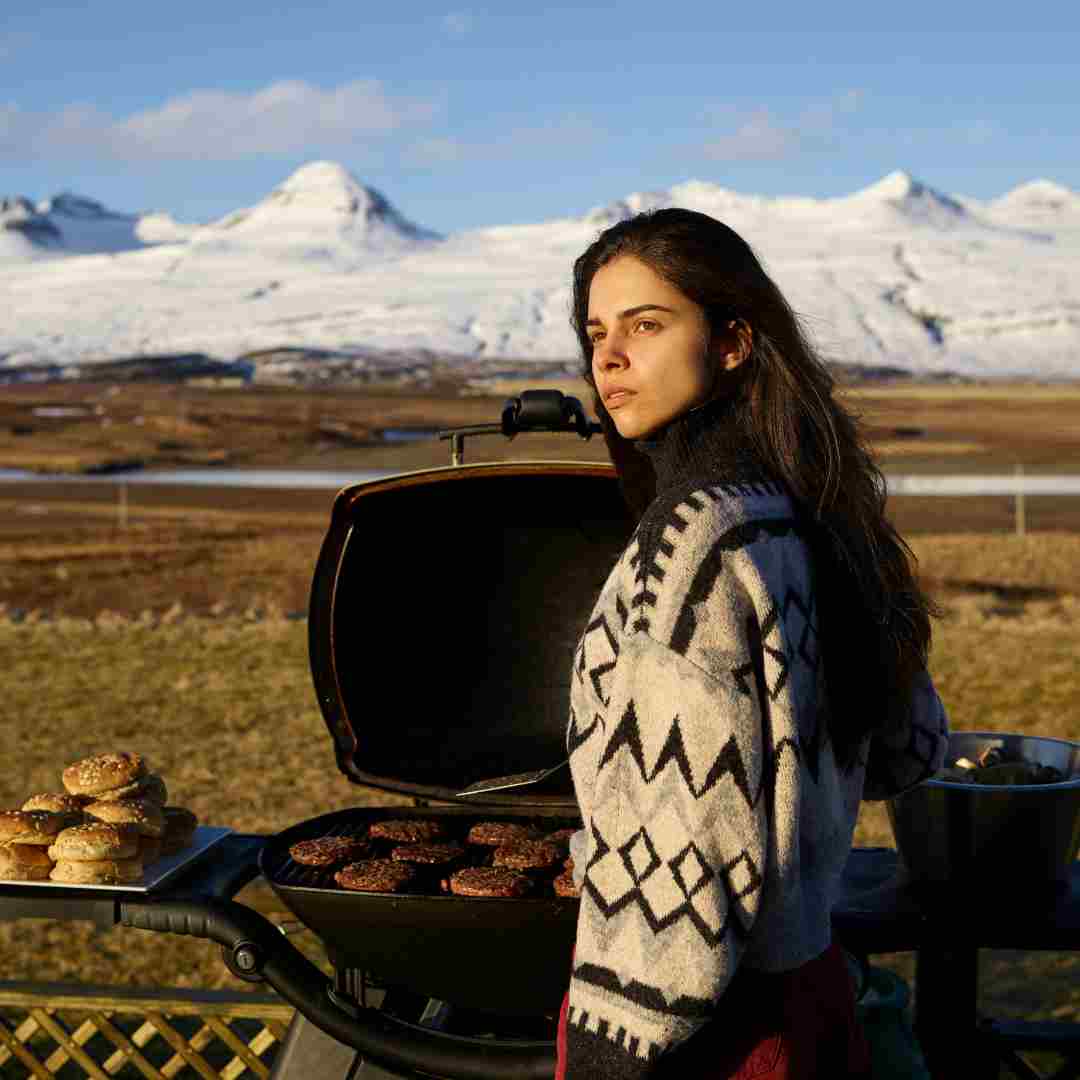 Lady cooking Outdoor grill